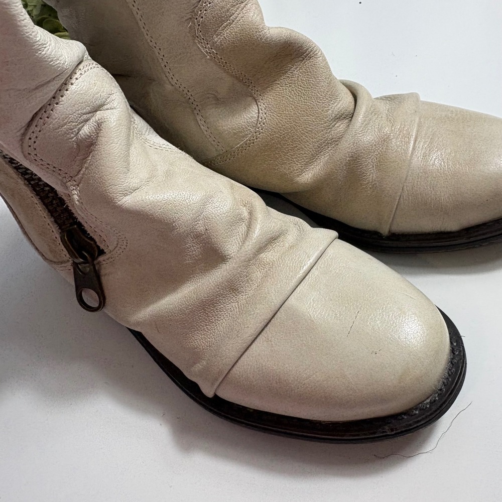 Steve Madden Linderr Cream Leather Tall Slouchy Boots Bone Off White Boho - Picture 11 of 15